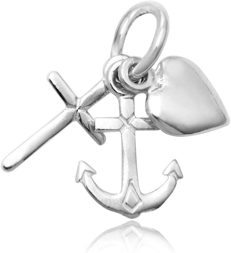 Mimi Silver Mimi 925 Sterling Silver Faith Hope Charity - Heart Cross Anchor Charm Pendant - Image 1